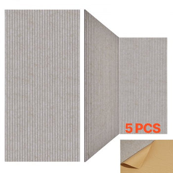5PCS Acoustic Panels with Self Adhesive, 47.2 x 23.6 inch Sound Proof Foam Panels, Polyester Fiber Soundproof Wall Panels High Density, for Home, Studio, Office, Theater, Camel