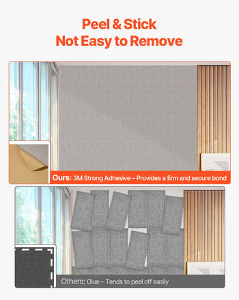5PCS Acoustic Panels with Self Adhesive, 47.2 x 23.6 inch Sound Proof Foam Panels, Polyester Fiber Soundproof Wall Panels High Density, for Home, Studio, Office, Theater, Camel