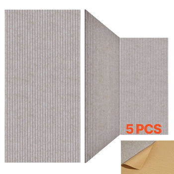 5PCS Acoustic Panels with Self Adhesive, 47.2 x 23.6 inch Sound Proof Foam Panels, Polyester Fiber Soundproof Wall Panels High Density, for Home, Studio, Office, Theater, Camel