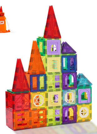 Magnetic Tiles, 32 PCS Magnetic Building Blocks for Kids, Magnet Building Set with Storage Bag, STEM Sensory Educational Construction Stacking Toys Gift for Toddlers Boys and Girls 3+ Year Old