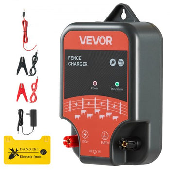 Electric Fence Charger, 10kV 2J, AC DC Electric Fence Energizer with LED Indicator, 1.86 Miles Range, Powerful Plug-in Fences Charger, Prevents Wild Animals Intrusion for Livestock Poultry