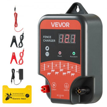 Electric Fence Charger, 10kV 3J, AC DC Electric Fence Energizer with LED Indicator, 1.86 Miles Range, Powerful Plug-in Fences Charger, Prevents Wild Animals Intrusion for Livestock Poultry