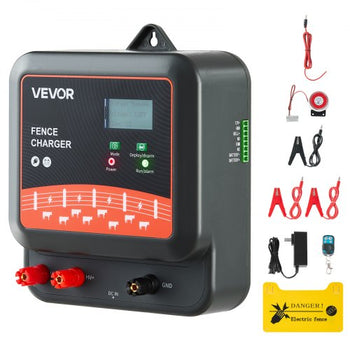 Multi-Powered Electric Fence Charger, 2J/3J/5J, Electric Fence Energizer with Real-Time LED Display, 6.2 Miles Range, AC DC Powerful Fences Charger, Keep Out Wild Animals, for Livestock Poultry