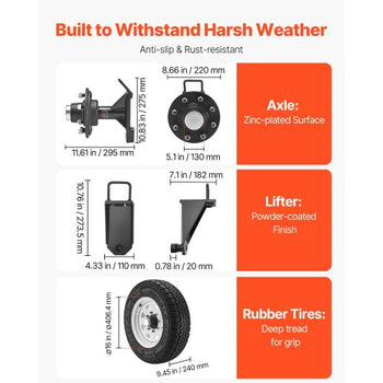 Shipping Container Wheels 8-Lug Wheels Kit, Heavy Duty Shipping Container Accessories with Ratchet Tie Down-Moves 20 ft - 40 ft, Secure Transport for Dock, Warehouse, Construction Site, Black
