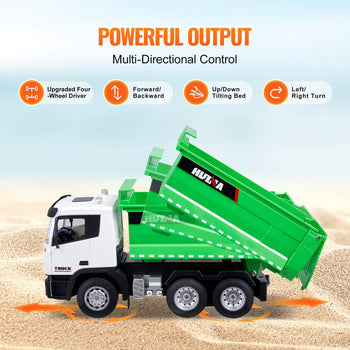 RC Dump Truck Toy, 9-Channel 1:18 Scale, Remote Control Dump Truck RC Construction Vehicle Truck Toy with Light & 2 Rechargeable Batteries Birthday Gift for Toddlers Kids Boys and Girls Age 8+