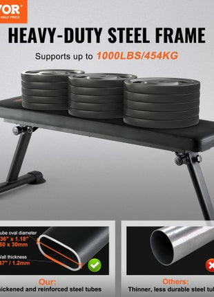 Flat Weight Bench, Foldable Strength Training Bench, Utility Workout Bench for Full Body Workout, 1000 LBS Press Bench for Home Gym Exercise, for Multi-Purpose Weight Training and Ab Exercises