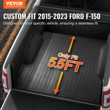 Truck Bed Mat, Fits for 2015-2023 Ford F150 5.5 FT Short Bed, 66.5" x 64" Rubber Truck Bed Liner, 1/4" Thick Bed Mat Car Accessories for All-Weather Protection, Prevent Slipping or Damage
