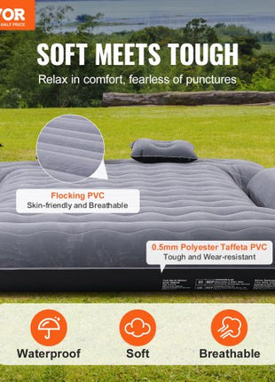 Truck Bed Air Mattress, for 6-6.5 ft Full Size Truck Beds, Inflatable Air Mattress Camping Bed with 12V Air Pump 2 Pillows, Carry Bag, for Chevrolet Silverado, Dodge Ram, Ford 150/250/350