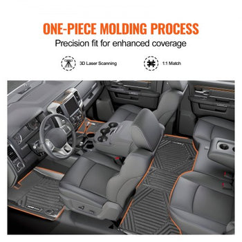 Automotive Floor Mats, Fits for Dodge Ram 1500 Crew Cab 2019-2024, 3 pcs Front and 2nd Row Liners, All Weather Custom Fit TPE Vehicle Floor Mats, Easy to Clean Floor Liners for Trucks, Black