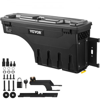 Truck Bed Storage Box, Lockable with Password Padlock, 6.6 Gal/25 L ABS Wheel Well Tool Box, Waterproof and Durable, Compatible with Ford F-150 2015-2021, Passenger Side
