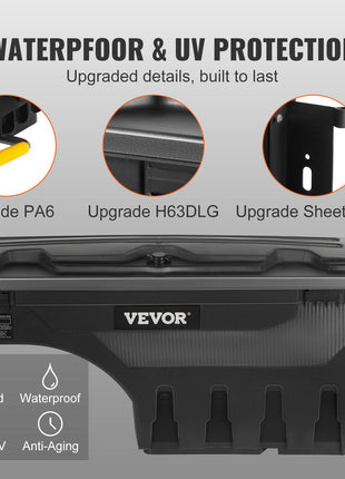 Black waterproof storage box with UV protection; durable PA6 and H63DLG materials; stylish, modern design.