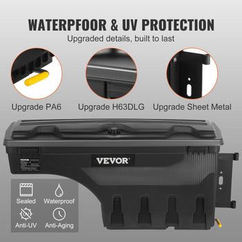 Black waterproof storage box with UV protection; durable PA6 and H63DLG materials; stylish, modern design.