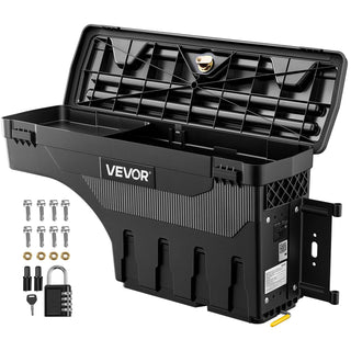 Truck Bed Storage Box, 6.6 Gal/25 L Waterproof ABS Wheel Well Tool Box with Anti-Theft Combination Lock, Compatible with 1997-2014 Ford F-150, Passenger Side Right (Drilling Required)