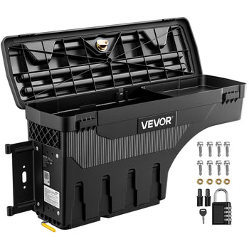 Truck Bed Storage Box, 6.6 Gal/25 L Waterproof ABS Wheel Well Tool Box with Anti-Theft Combination Lock, Compatible with 1997-2014 Ford F-150, Driver Side Left (Drilling Required)