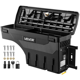 Truck Bed Storage Box, 6.6 Gal/25 L Waterproof ABS Wheel Well Tool Box, Anti-Theft Combination Lock, Compatible with 2002-2018 Dodge Ram 1500 2500 3500, Passenger Side Right (Drilling Required)