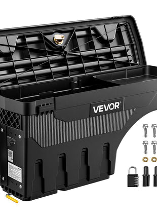 Truck Bed Storage Box, 6.6 Gal/25 L Waterproof ABS Wheel Well Tool Box with Anti-Theft Combination Lock, Compatible with 2002-2018 Dodge Ram 1500 2500 3500, Driver Side Left (Drilling Required)