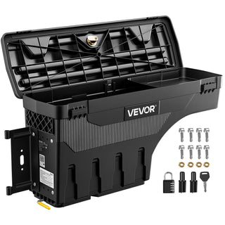 Truck Bed Storage Box, 6.6 Gal/25 L Waterproof ABS Wheel Well Tool Box with Anti-Theft Combination Lock, Compatible with 2002-2018 Dodge Ram 1500 2500 3500, Driver Side Left (Drilling Required)