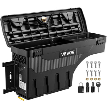 Truck Bed Storage Box, 6.6 Gal/25 L Waterproof ABS Wheel Well Tool Box with Anti-Theft Combination Lock, Compatible with 2002-2018 Dodge Ram 1500 2500 3500, Driver Side Left (Drilling Required)