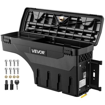 Truck Bed Storage Box, 6.6 Gal/25L Waterproof ABS Wheel Well Tool Box, Anti-Theft Lock, Compatible with 2020-2025 Chevy/GMC Silverado/Sierra 2500/3500HD, Passenger Side Right (Drilling Required)