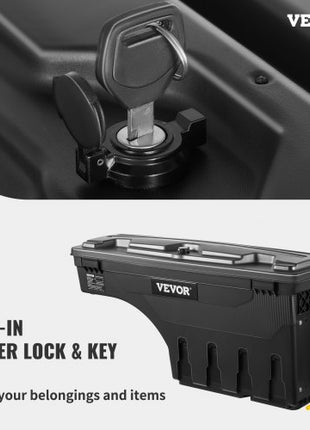 Truck Bed Storage Box, Lockable Lid, Waterproof ABS Wheel Well Tool Box 6.6 Gal/20 L, Compatible with Chevrolet Silverado 1500 GMC Sierra 1500 2019-2020, Passenger Side, Black