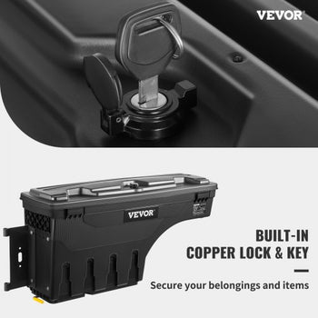 Truck Bed Storage Box, Lockable Lid, Waterproof ABS Wheel Well Tool Box 6.6 Gal/20 L, Compatible with Chevrolet Silverado 1500 GMC Sierra 1500 2019-2020, Driver Side, Black