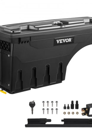 Truck Bed Storage Box, Lockable Lid, Waterproof ABS Wheel Well Tool Box 6.6 Gal/20 L, Compatible with Chevrolet Silverado 1500 GMC Sierra 1500 2019-2020, Driver Side, Black
