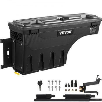 Truck Bed Storage Box, Lockable Lid, Waterproof ABS Wheel Well Tool Box 6.6 Gal/20 L, Compatible with Chevrolet Silverado 1500 GMC Sierra 1500 2019-2020, Driver Side, Black