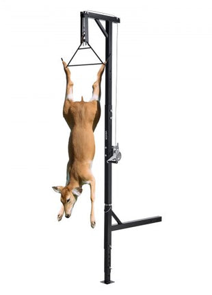 Truck Hitch Game Hoist, 500 lbs Load Capacity, Hunting Deer Hoist with 2-inch Receiver, 360-Degree Swivel Shaft & Adjustable Height, Includes Gambrel Winch for Skinning & Cleaning Game