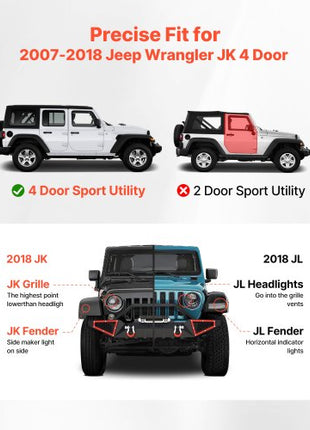 Running Boards, 6 Inches Side Steps Compatible with 2007-2018 Jeep Wrangler JK 4 Door, Black Carbon Steel Nerf Bars, 550 lbs Load Capacity, Wide Non-Slip Hollow Surface with Rustproof Coating
