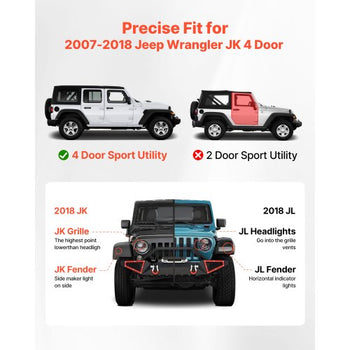 Running Boards, 6 Inches Side Steps Compatible with 2007-2018 Jeep Wrangler JK 4 Door, Black Carbon Steel Nerf Bars, 550 lbs Load Capacity, Wide Non-Slip Hollow Surface with Rustproof Coating