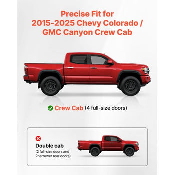 Running Boards, 6 Inches Side Steps Compatible with 2015-2025 Chevy Colorado/GMC Canyon Crew Cab, Black Carbon Steel Nerf Bars, 550 lbs Load Capacity, Non-Slip Hollow Surface Rustproof Coating