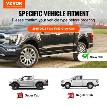 Running Boards, 6" Step Bars Compatible with 2015-2023 Ford F150-Crew Cab/2017-2023 Ford F-250 F-350 Super Duty Crew Cab, 201 Stainless Steel Side Steps Nerf Bars, 500LBS Capacity, 2 Piece