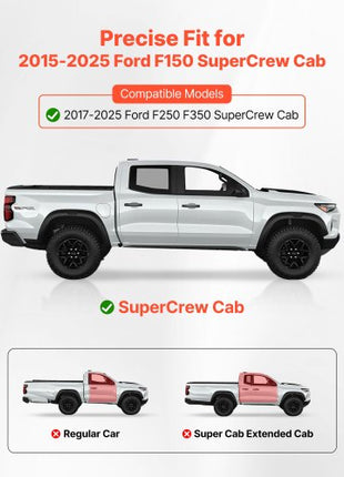 Running Boards, 6 Inches Side Steps Compatible with 2015-2025 Ford F150 SuperCrew Cab, 2017-2025 Ford F150 SuperCrew Cab, Black Carbon Steel Nerf Bars, 550 lbs Load Capacity, Non-Slip Surface