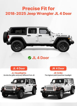Running Boards, 6 Inches Side Steps Compatible with 2018-2025 Jeep Wrangler JL 4 Door, Black Carbon Steel Nerf Bars, 550 lbs Load Capacity, Wide Non-Slip Hollow Surface with Rustproof Coating