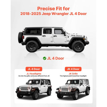 Running Boards, 6 Inches Side Steps Compatible with 2018-2025 Jeep Wrangler JL 4 Door, Black Carbon Steel Nerf Bars, 550 lbs Load Capacity, Wide Non-Slip Hollow Surface with Rustproof Coating