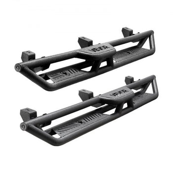 Running Boards, 6 Inches Side Steps Compatible with 2018-2025 Jeep Wrangler JL 4 Door, Black Carbon Steel Nerf Bars, 550 lbs Load Capacity, Wide Non-Slip Hollow Surface with Rustproof Coating