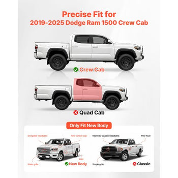 Running Boards, 6 Inches Side Steps Compatible with 2019-2025 Dodge Ram 1500 Crew Cab(Not Fit 2019-2025 1500 Classic), Black Aluminum Alloy Nerf Bars, 500 lbs Load Capacity, Non-Slip Textured Surface with Rustproof Coating