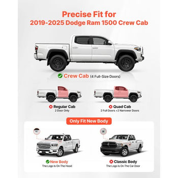 Running Boards, 6 Inches Side Steps Compatible with 2019-2025 Dodge Ram 1500 Crew Cab(Not Fit 2019-2025 1500 Classic), Black Carbon Steel Nerf Bars, 550 lbs Load Capacity, Wide Non-Slip Hollow Surface with Rustproof Coating