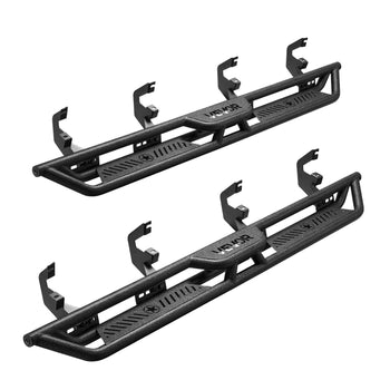 Running Boards, 6 Inches Side Steps Compatible with 2019-2025 Chevy Silverado/GMC Sierra 1500 Crew Cab, 2020-2025 Chevy Silverado/GMC Sierra 2500HD 3500HD Crew Cab, Black Carbon Steel Nerf Bars