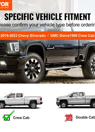 Running Boards, 6" Step Bars Compatible with 2019-2023 Chevy Silverado/GMC Sierra 1500/2020-2024 Silverado/Sierra 2500/3500HD Crew Cab, 201 Stainless Steel Side Steps Nerf Bars, 500LBS, 2 Piece