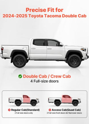 Running Boards, 6 Inches Side Steps Compatible with 2024-2025 Toyota Tacoma Double Cab, Black Carbon Steel Nerf Bars, 550 lbs Load Capacity, Wide Non-Slip Hollow Surface with Rustproof Coating
