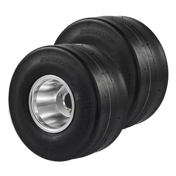 Go Kart Tires and Rims, 11x6-5" Go Kart Wheels, 2-Pack Rear Wheels, Aluminum Alloy Rims and Rubber Tires, Hub-Rim Fit Bolt Pattern 1.57 inch with 3 Bolt Holes, Replacement Pneumatic Tire