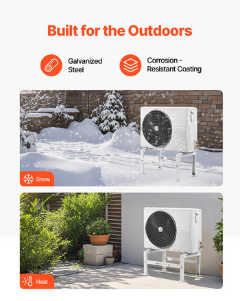 Mini Split Ground Stand, Adjustable Anti-Vibration Mini Split Stand for 9000-60000 BTU Ductless Air Conditioner Heat Pump, Heavy Duty AC Base Bracket Floor Mount w/ 770LBS Max. Load Capacity