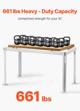 Mini Split Ground Stand, Adjustable Anti-Vibration Mini Split Stand for 9000-36000 BTU Ductless Air Conditioner Heat Pump, Heavy Duty AC Base Bracket Floor Mount w/ 661LBS Max. Load Capacity