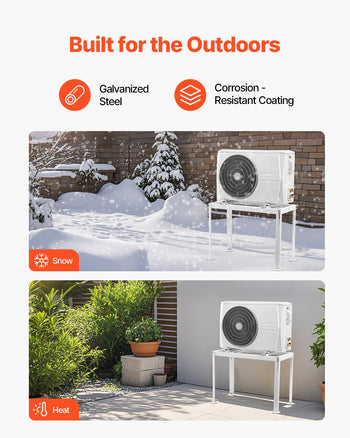 Mini Split Ground Stand, Adjustable Anti-Vibration Mini Split Stand for 9000-18000 BTU Ductless Air Conditioner Heat Pump, Heavy Duty AC Base Bracket Floor Mount w/ 441LBS Max. Load Capacity