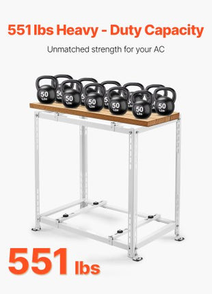 Mini Split Ground Stand, Anti-Vibration Mini Split Stand for 9000-18000 BTU Ductless Air Conditioner Heat Pump, Heavy Duty AC Base Bracket Floor Mount w/ 551LBS Max. Load,Dual Levels