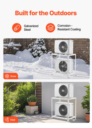 Mini Split Ground Stand, Anti-Vibration Mini Split Stand for 9000-18000 BTU Ductless Air Conditioner Heat Pump, Heavy Duty AC Base Bracket Floor Mount w/ 551LBS Max. Load,Dual Levels