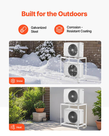 Mini Split Ground Stand, Anti-Vibration Mini Split Stand for 9000-18000 BTU Ductless Air Conditioner Heat Pump, Heavy Duty AC Base Bracket Floor Mount w/ 551LBS Max. Load,Dual Levels