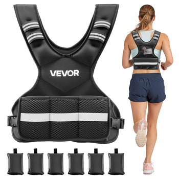 Adjustable Weighted Vest, 4-10 lbs Comfortable X-Shape Body Weight Vest Set with 6 Weight Packs and Reflective Stripe, for Men Women, Workout Equipment for Strength Training Running Jogging