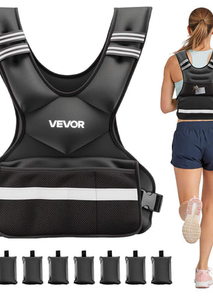 Adjustable Weighted Vest, 24-40 lbs Comfortable X-Shape Body Weight Vest Set with 8 Weight Packs and Reflective Stripe, for Men Women, Workout Equipment for Strength Training Running Jogging